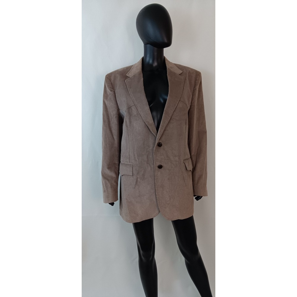 Vintage Levis Western Wear Brown Corduroy Sport Coat Jacket Elbow Patches 44R